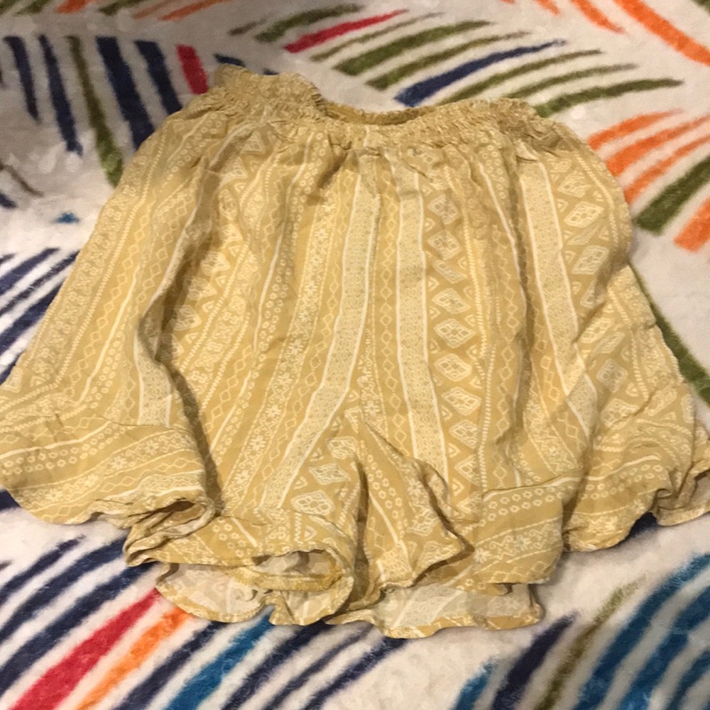 High Waist Beige Patterned Women's Shorts